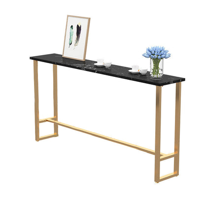 Modern Bar-Height Table Faux Marble Top Bistro Table for Patio Use Black Without Chairs Clearhalo 'Bar Furniture' 'Bar Tables' 'bar_tables' 'furn' 'furn_bar_tables' 'Furniture' 'Kitchen & Dining Furniture' 6560542