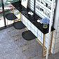 Modern Bar-Height Table Faux Marble Top Bistro Table for Patio Use 78.7"L x 15.7"W x 41.3"H Black Without Chairs Clearhalo 'Bar Furniture' 'Bar Tables' 'bar_tables' 'furn' 'furn_bar_tables' 'Furniture' 'Kitchen & Dining Furniture' 6560545