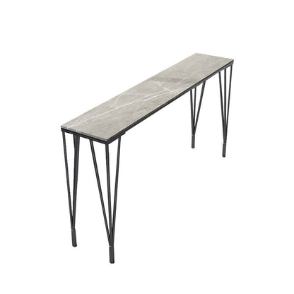 Modern Bar-Height Table Stone Top Bistro Table for Patio Use Black Without Chairs Clearhalo 'Bar Furniture' 'Bar Tables' 'bar_tables' 'furn' 'furn_bar_tables' 'Furniture' 'Kitchen & Dining Furniture' 6560558