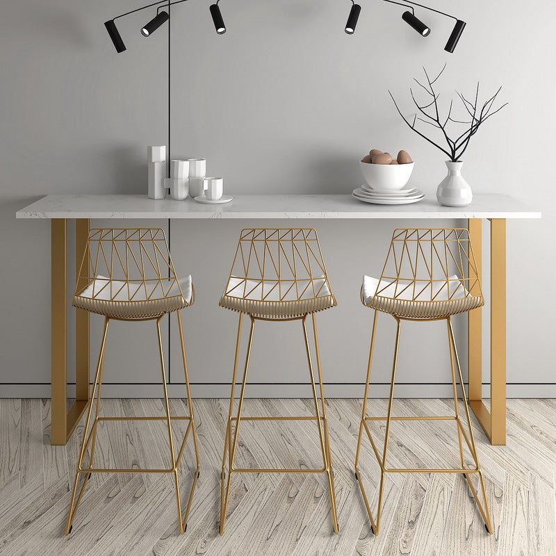 Faux Marble Table Modern Style Bistro Bar Table for Living Room 78.7"L x 15.7"W x 41.3"H White Without Chairs Clearhalo 'Bar Furniture' 'Bar Tables' 'bar_tables' 'furn' 'furn_bar_tables' 'Furniture' 'Kitchen & Dining Furniture' 6560575