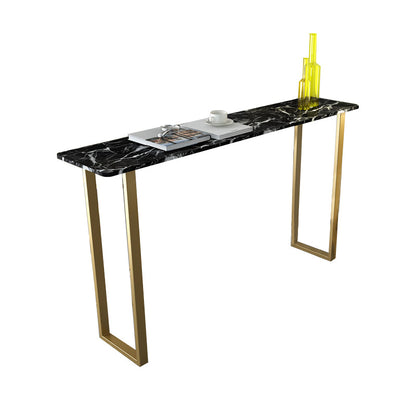 Faux Marble Table Modern Style Bistro Bar Table for Living Room Black Without Chairs Clearhalo 'Bar Furniture' 'Bar Tables' 'bar_tables' 'furn' 'furn_bar_tables' 'Furniture' 'Kitchen & Dining Furniture' 6560576