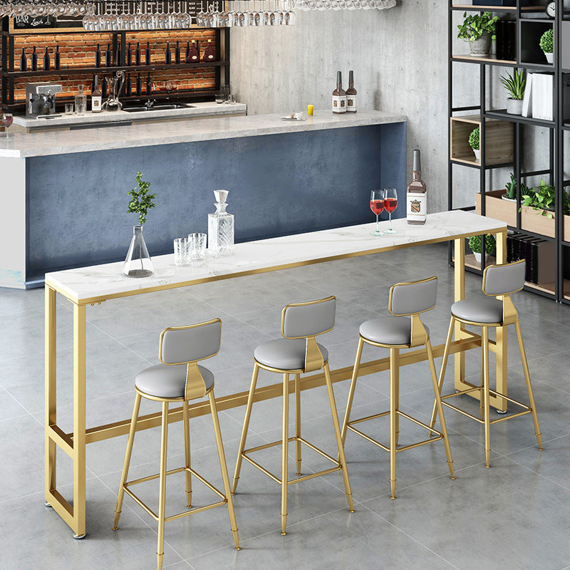 Table de bar de bistro de style moderne de table en faux marbre blanc pour le salon