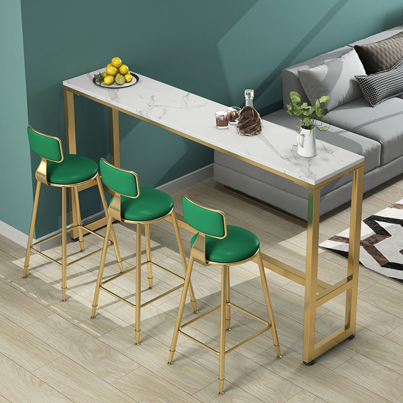 Table de bar de bistro de style moderne de table en faux marbre blanc pour le salon