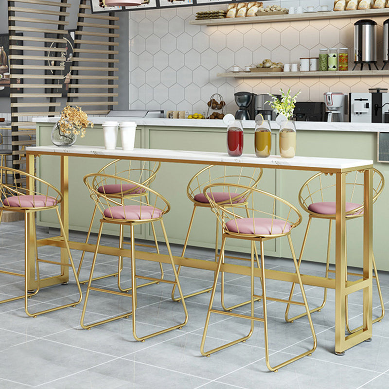 Table de bar de bistro de style moderne de table en faux marbre blanc pour le salon