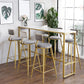 Mesa de mármol sintético blanco, mesa de bar de estilo moderno con base de caballete