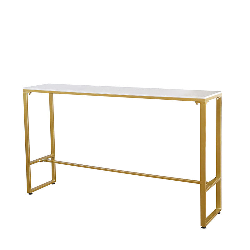 Mesa de mármol sintético blanco, mesa de bar de estilo moderno con base de caballete