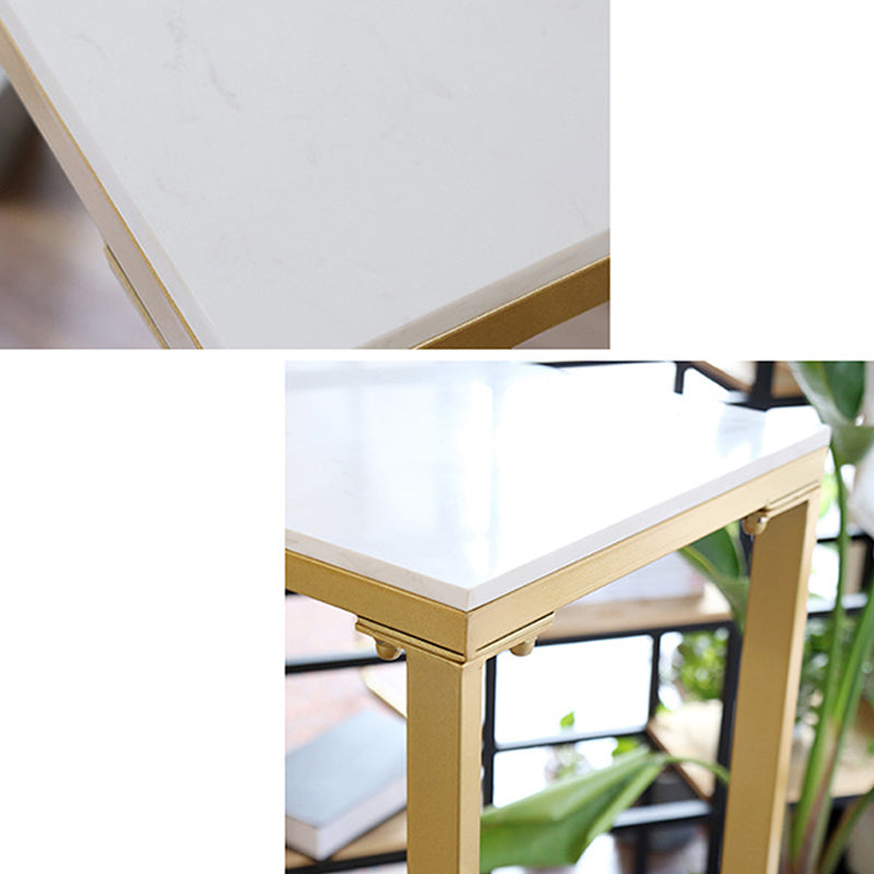 Mesa de mármol sintético blanco, mesa de bar de estilo moderno con base de caballete
