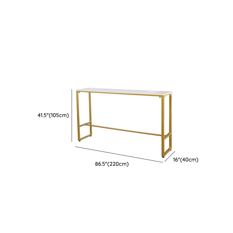 Mesa de mármol sintético blanco, mesa de bar de estilo moderno con base de caballete
