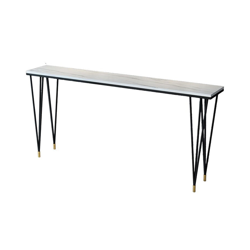 Stone Top Bistro Table Modern Style Bistro Bar Table with Four Legs Black Without Chairs Clearhalo 'Bar Furniture' 'Bar Tables' 'bar_tables' 'furn' 'furn_bar_tables' 'Furniture' 'Kitchen & Dining Furniture' 6560661