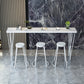 Stone Top Bistro Table Modern Style Bistro Bar Table with Four Legs 78.7"L x 15.7"W x 41.3"H White Without Chairs Clearhalo 'Bar Furniture' 'Bar Tables' 'bar_tables' 'furn' 'furn_bar_tables' 'Furniture' 'Kitchen & Dining Furniture' 6560663