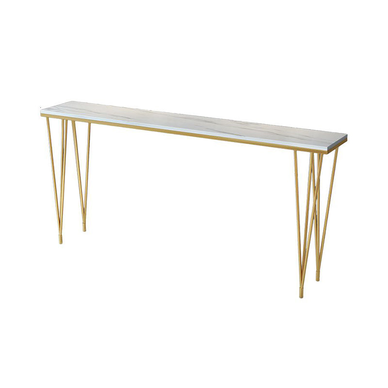 Stone Top Bistro Table Modern Style Bistro Bar Table with Four Legs Gold Without Chairs Clearhalo 'Bar Furniture' 'Bar Tables' 'bar_tables' 'furn' 'furn_bar_tables' 'Furniture' 'Kitchen & Dining Furniture' 6560664