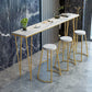 Stone Top Bistro Table Modern Style Bistro Bar Table with Four Legs 70.9"L x 15.7"W x 41.3"H Gold Without Chairs Clearhalo 'Bar Furniture' 'Bar Tables' 'bar_tables' 'furn' 'furn_bar_tables' 'Furniture' 'Kitchen & Dining Furniture' 6560665