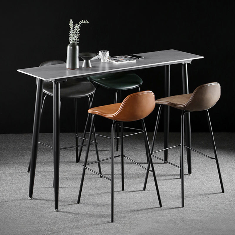 Industrial Style Bar Table Stone Rectangle Pub Table in Gray 63"L x 15.7"W x 41.3"H Without Chairs Clearhalo 'Bar Furniture' 'Bar Tables' 'bar_tables' 'furn' 'furn_bar_tables' 'Furniture' 'Kitchen & Dining Furniture' 6560747