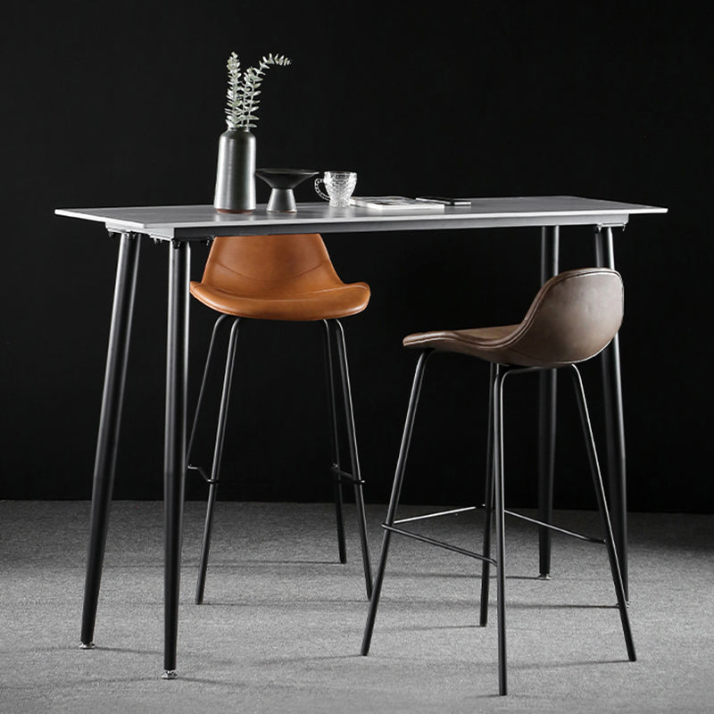 Industrial Style Bar Table Stone Rectangle Pub Table in Gray 55.1"L x 15.7"W x 41.3"H Without Chairs Clearhalo 'Bar Furniture' 'Bar Tables' 'bar_tables' 'furn' 'furn_bar_tables' 'Furniture' 'Kitchen & Dining Furniture' 6560749