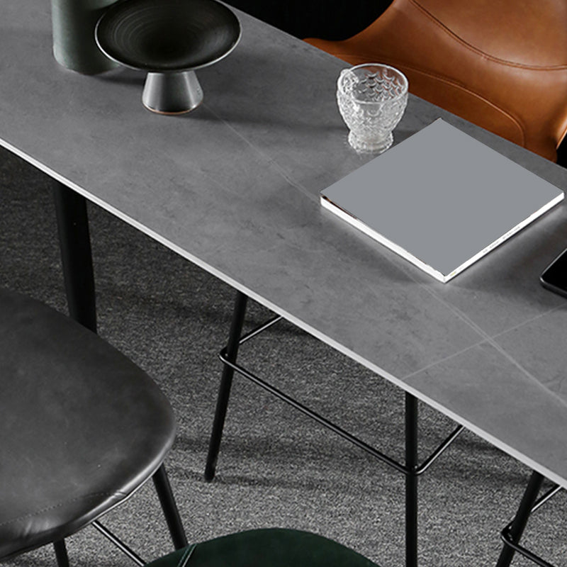 Industrial Style Bar Table Stone Rectangle Pub Table in Gray Clearhalo 'Bar Furniture' 'Bar Tables' 'bar_tables' 'furn' 'furn_bar_tables' 'Furniture' 'Kitchen & Dining Furniture' 6560753
