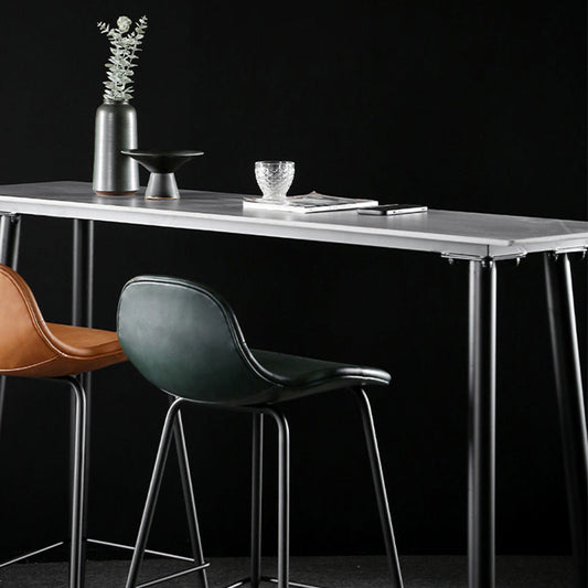 Industrial Style Bar Table Stone Rectangle Pub Table in Gray