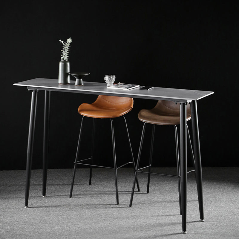 Industrial Style Bar Table Stone Rectangle Pub Table in Gray Clearhalo 'Bar Furniture' 'Bar Tables' 'bar_tables' 'furn' 'furn_bar_tables' 'Furniture' 'Kitchen & Dining Furniture' 6560759