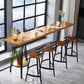 Table de bar de style industriel Table de pub rectangulaire en bois massif en marron