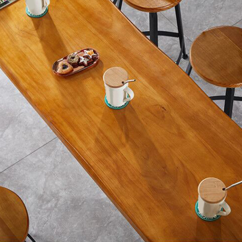 Table de bar de style industriel Table de pub rectangulaire en bois massif en marron