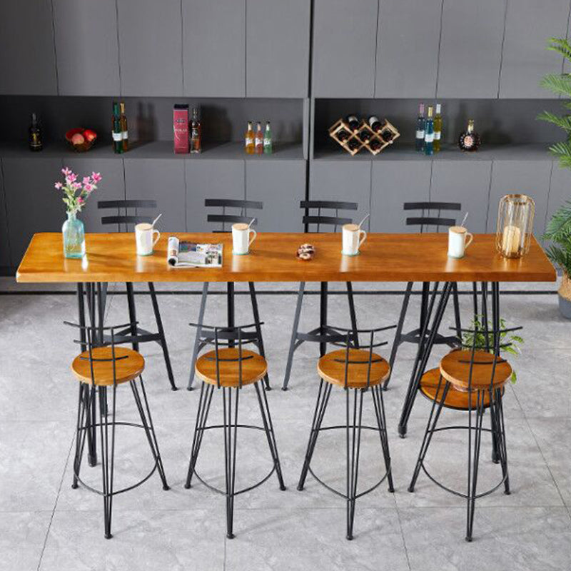 Table de bar de style industriel Table de pub rectangulaire en bois massif en marron