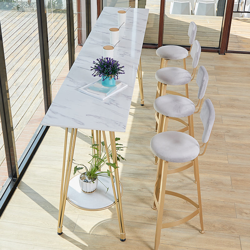 Rectangle Pub Table Glam Stone Bar Table for Cafe and Breakroom 70.9"L x 15.7"W x 41.3"H White Without Chairs Clearhalo 'Bar Furniture' 'Bar Tables' 'bar_tables' 'furn' 'furn_bar_tables' 'Furniture' 'Kitchen & Dining Furniture' 6560791