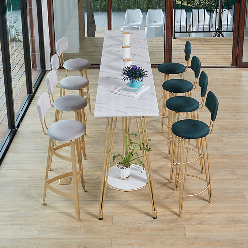 Rectangle Pub Table Glam Stone Bar Table for Cafe and Breakroom 63"L x 15.7"W x 41.3"H White Without Chairs Clearhalo 'Bar Furniture' 'Bar Tables' 'bar_tables' 'furn' 'furn_bar_tables' 'Furniture' 'Kitchen & Dining Furniture' 6560793