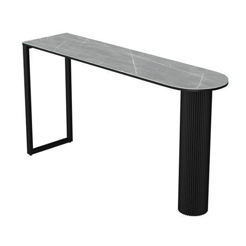 Rechthoekige stenen bar eettafel Bartafel met metalen basis op hoogte