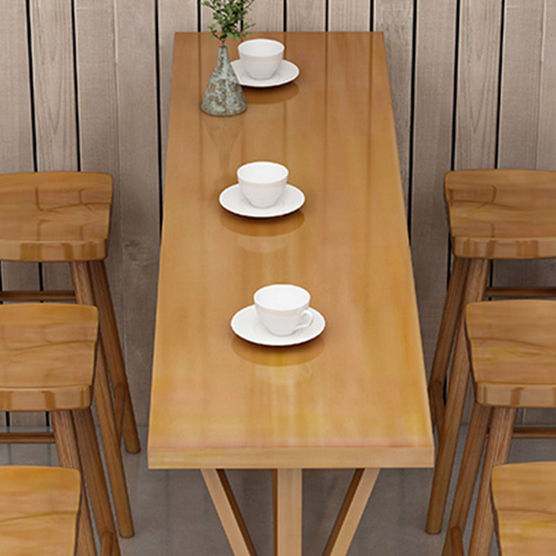 Contemporary Solid Wood Bar Stool Table Rectangle Bar Table in Brown for Indoor Clearhalo 'Bar Furniture' 'Bar Tables' 'bar_tables' 'furn' 'furn_bar_tables' 'Furniture' 'Kitchen & Dining Furniture' 6560900