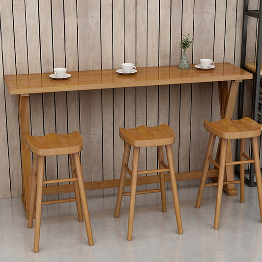 Contemporary Solid Wood Bar Stool Table Rectangle Bar Table in Brown for Indoor