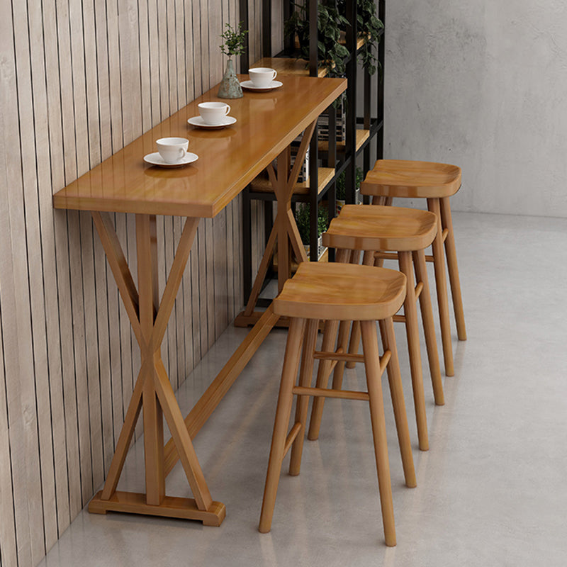 Contemporary Solid Wood Bar Stool Table Rectangle Bar Table in Brown for Indoor Clearhalo 'Bar Furniture' 'Bar Tables' 'bar_tables' 'furn' 'furn_bar_tables' 'Furniture' 'Kitchen & Dining Furniture' 6560902