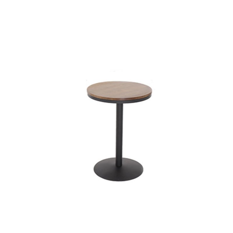 Industrieller Bistro-Stehtisch mit Sockel aus massivem Holz und Metall