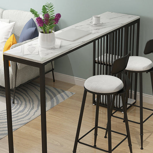 産業長方形のバーダイニングテーブルフェイク大理石のバースツールテーブルと貯蔵庫