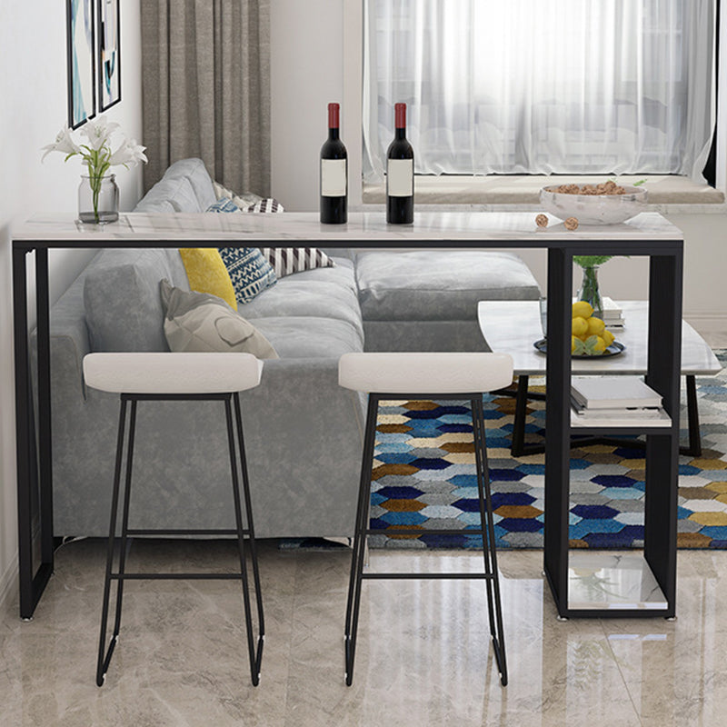Industrial Rectangle Bar Dining Table Faux Marble Bar Stool Table with Storages Clearhalo 'Bar Furniture' 'Bar Tables' 'bar_tables' 'furn' 'furn_bar_tables' 'Furniture' 'Kitchen & Dining Furniture' 6560937