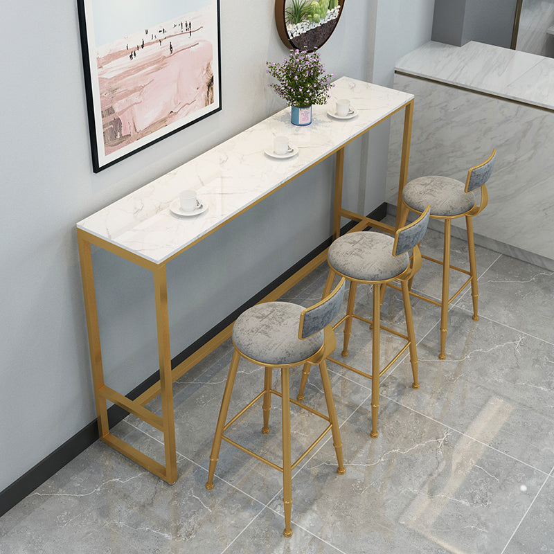Glam Style Rectangle Bar Set 1/4/7 Pieces Faux Marble Pub Dining Set for Indoor 4 Pieces: Table, 3 Gray Stools Clearhalo 'Bar Furniture' 'furn' 'furn_home_bar_bar_sets' 'Furniture' 'Home Bars & Bar Sets' 'home_bar_bar_sets' 'Kitchen & Dining Furniture' 6561167