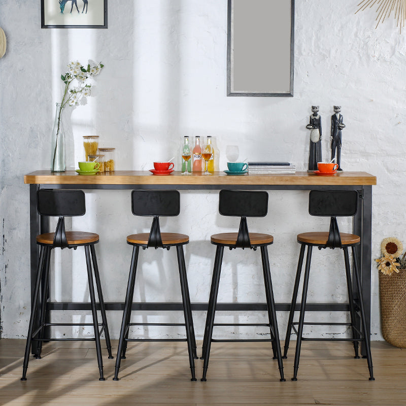 Industrial Bar Stool and Table Set 1/4/5 Pieces Pub Dining Set 5 Pieces: Table, 4 Brown Stools Clearhalo 'Bar Furniture' 'furn' 'furn_home_bar_bar_sets' 'Furniture' 'Home Bars & Bar Sets' 'home_bar_bar_sets' 'Kitchen & Dining Furniture' 6561188