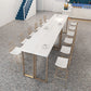 Glam Style Bar Table Set 1/7 Pieces Solid Wood Counter Table with Upholstered Stools