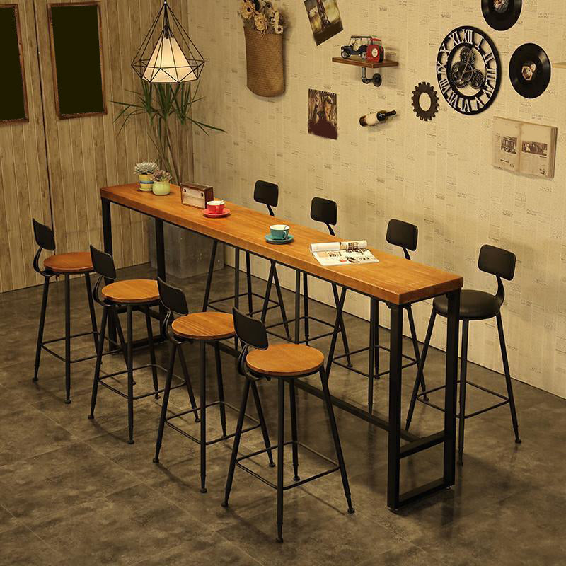Industrial Rectangle Bar Table Set 1/4/5/9 Pieces Solid Wood Counter Table Set Clearhalo 'Bar Furniture' 'furn' 'furn_home_bar_bar_sets' 'Furniture' 'Home Bars & Bar Sets' 'home_bar_bar_sets' 'Kitchen & Dining Furniture' 6561286