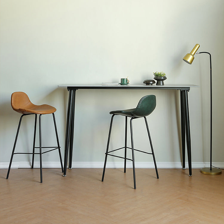 1/2/3/5 Pieces Pub Dining Set Rectangular Table and Stool Set 3 Pieces: Table, 1 Brown Stool, 1 Green Stool Clearhalo 'Bar Furniture' 'furn' 'furn_home_bar_bar_sets' 'Furniture' 'Home Bars & Bar Sets' 'home_bar_bar_sets' 'Kitchen & Dining Furniture' 6561342