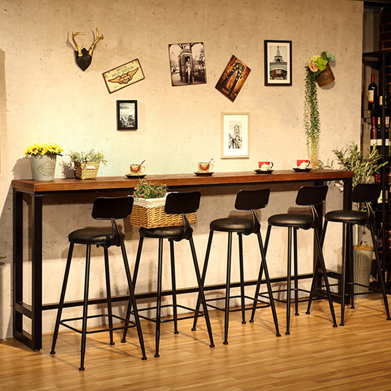 1/6/11 Pieces Bar Stool and Table Set Industrial Pub Dining Set 6 Pieces: Table, 5 Black Stools Clearhalo 'Bar Furniture' 'furn' 'furn_home_bar_bar_sets' 'Furniture' 'Home Bars & Bar Sets' 'home_bar_bar_sets' 'Kitchen & Dining Furniture' 6561371