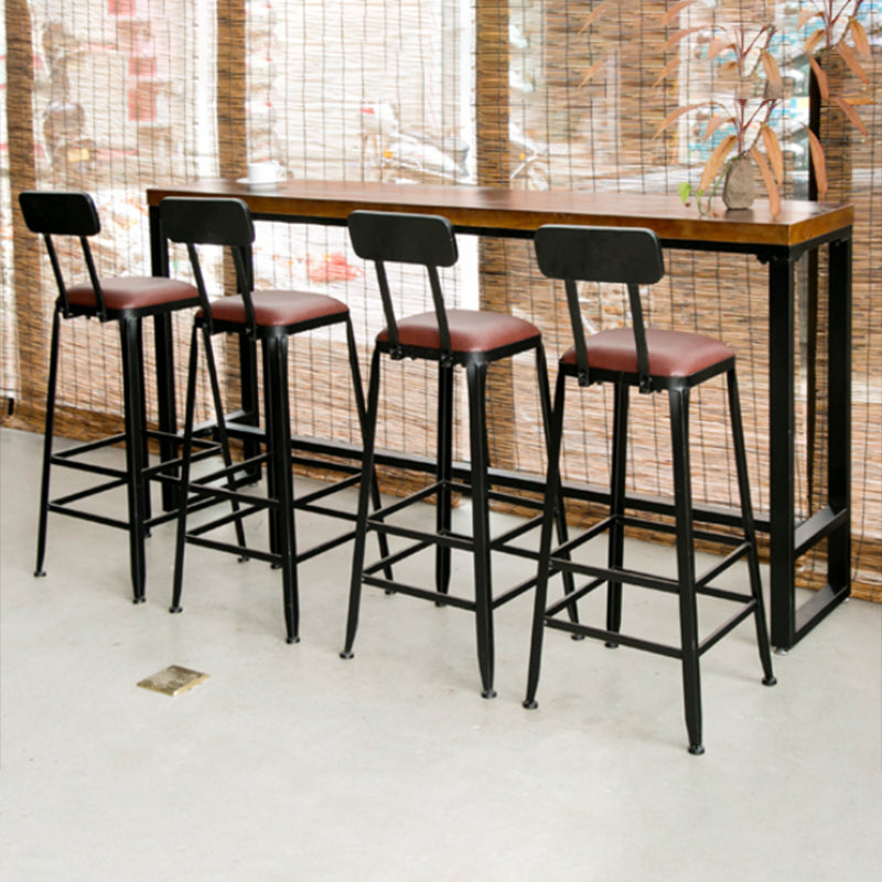 Contemporary Bar Table Set 1/5/7 Pieces Rectangle Solid Wood Counter Table Set 5 Pieces: Table, 4 Brown Stools Clearhalo 'Bar Furniture' 'furn' 'furn_home_bar_bar_sets' 'Furniture' 'Home Bars & Bar Sets' 'home_bar_bar_sets' 'Kitchen & Dining Furniture' 6561392