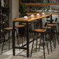Industrial Style Pub Set 1/5/9 Pieces Solid Wood Pub Dining Set for Indoor 9 Pieces: Table, 8 Brown Stools Clearhalo 'Bar Furniture' 'furn' 'furn_home_bar_bar_sets' 'Furniture' 'Home Bars & Bar Sets' 'home_bar_bar_sets' 'Kitchen & Dining Furniture' 6561515