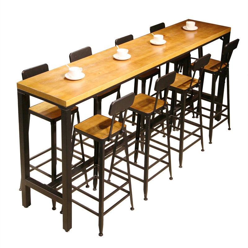 Industrial Style Pub Set 1/5/9 Pieces Solid Wood Pub Dining Set for Indoor Clearhalo 'Bar Furniture' 'furn' 'furn_home_bar_bar_sets' 'Furniture' 'Home Bars & Bar Sets' 'home_bar_bar_sets' 'Kitchen & Dining Furniture' 6561519