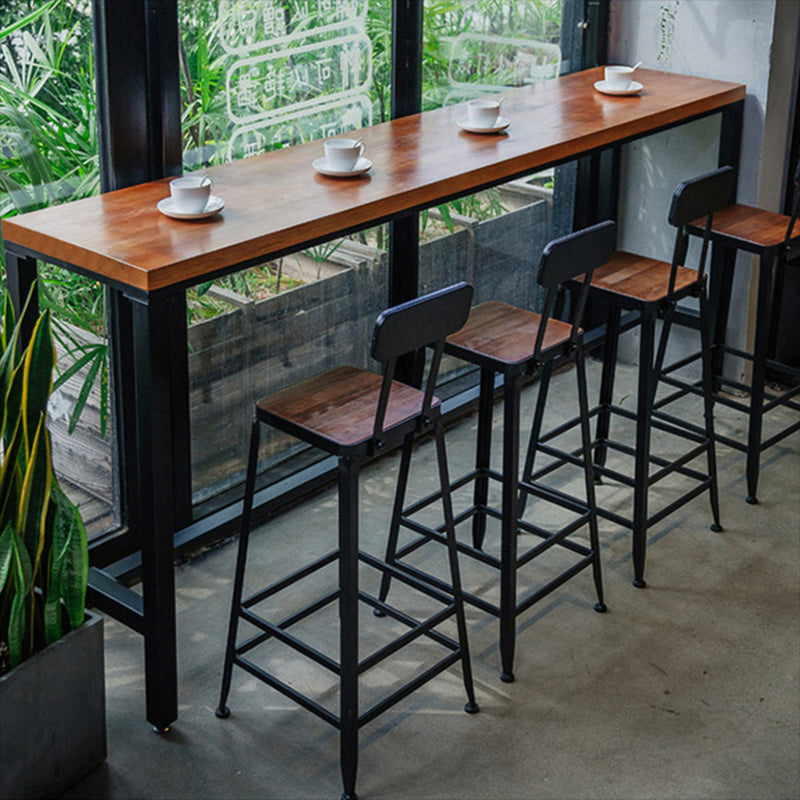 Industrial Style Pub Set 1/5/9 Pieces Solid Wood Pub Dining Set for Indoor 5 Pieces: Table, 4 Wood Stools Clearhalo 'Bar Furniture' 'furn' 'furn_home_bar_bar_sets' 'Furniture' 'Home Bars & Bar Sets' 'home_bar_bar_sets' 'Kitchen & Dining Furniture' 6561529