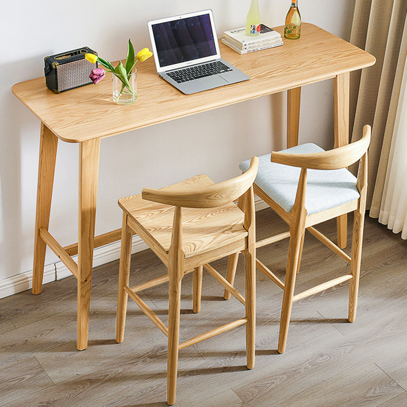 Natural Colour Bar Table Set 1/2/3 Pieces Industrial Rectangle Solid Wood Bar Set 3 Pieces: Table, Wood Stool, White Stool Clearhalo 'Bar Furniture' 'furn' 'furn_home_bar_bar_sets' 'Furniture' 'Home Bars & Bar Sets' 'home_bar_bar_sets' 'Kitchen & Dining Furniture' 6561549