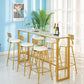 Glam-Rechteck-Pub-Set, 1/4/7-teiliger Stehtisch aus Kunstmarmor mit gepolsterten Hockern