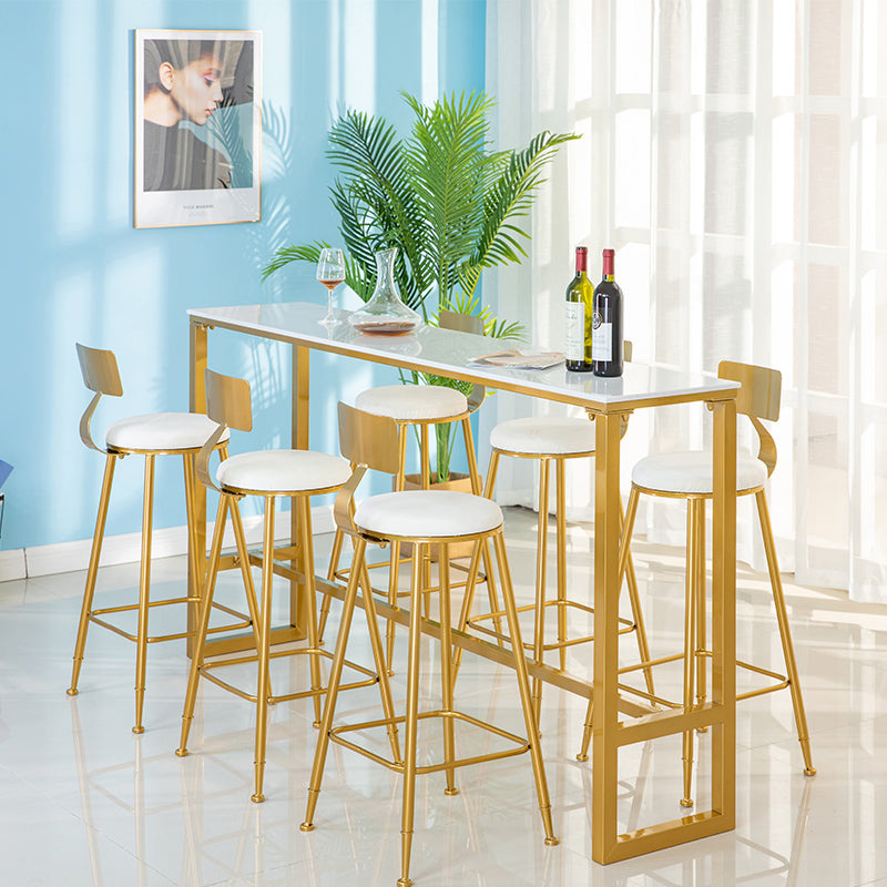 Glam-Rechteck-Pub-Set, 1/4/7-teiliger Stehtisch aus Kunstmarmor mit gepolsterten Hockern