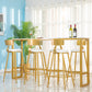 Glam-Rechteck-Pub-Set, 1/4/7-teiliger Stehtisch aus Kunstmarmor mit gepolsterten Hockern