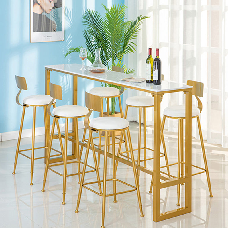 Glam-Rechteck-Pub-Set, 1/4/7-teiliger Stehtisch aus Kunstmarmor mit gepolsterten Hockern