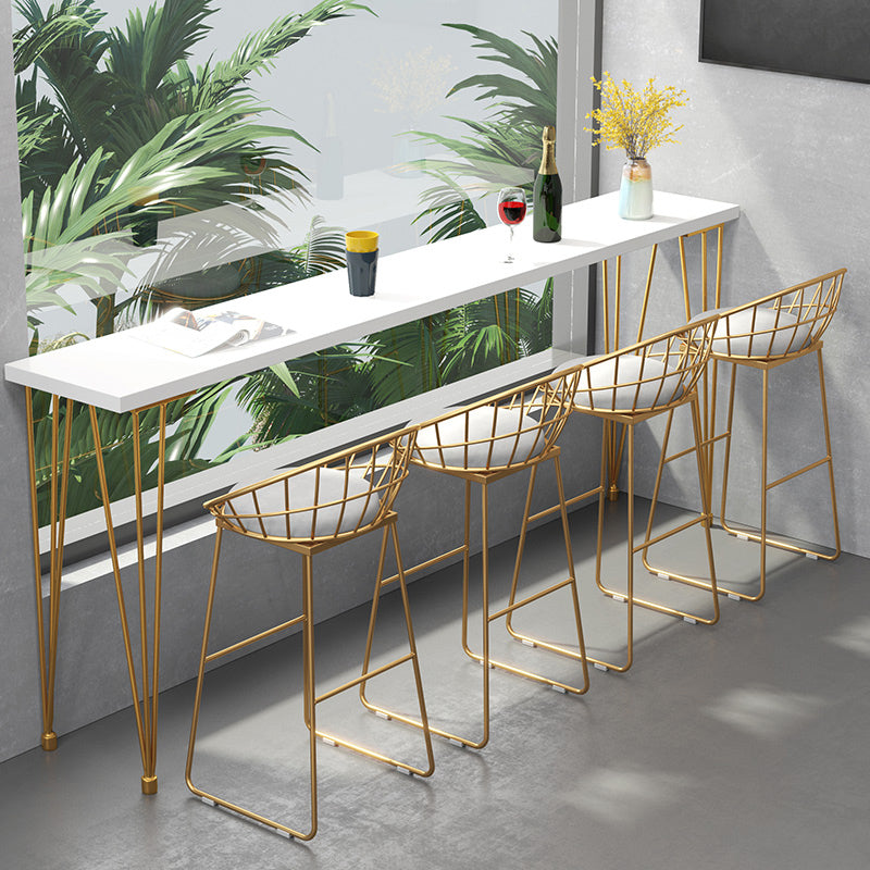 Glam Bar Table Set 1/5/9 Pieces Rectangle Solid Wood Pub Table with Upholstered Stool 5 Pieces: Table, 4 Stools Clearhalo 'Bar Furniture' 'furn' 'furn_home_bar_bar_sets' 'Furniture' 'Home Bars & Bar Sets' 'home_bar_bar_sets' 'Kitchen & Dining Furniture' 6561594