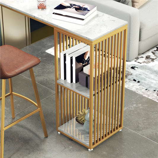 Set di bistrot rettangolo glam 1/3/4 pezzi tavolo da pub in marmo con sgabelli con schiena solida